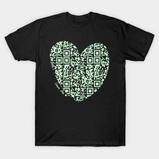 Pastel Green Rick Astley Rickroll QR Code Heart Art T-Shirt